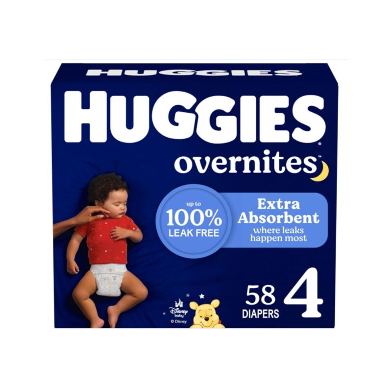 Huggies overnight diapers in size 4 with Winnie the Pooh design