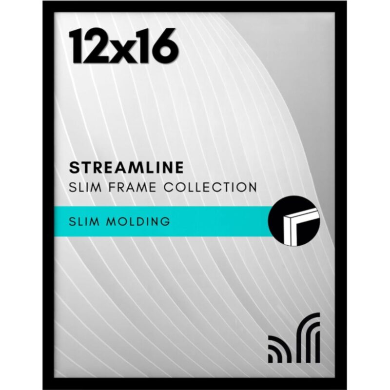 Americanflat 12x16 picture frame with polished plexiglass in black finish