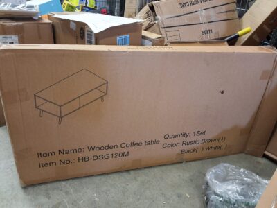 Laurel solid wood coffee table in rustic brown finish with storage shelf