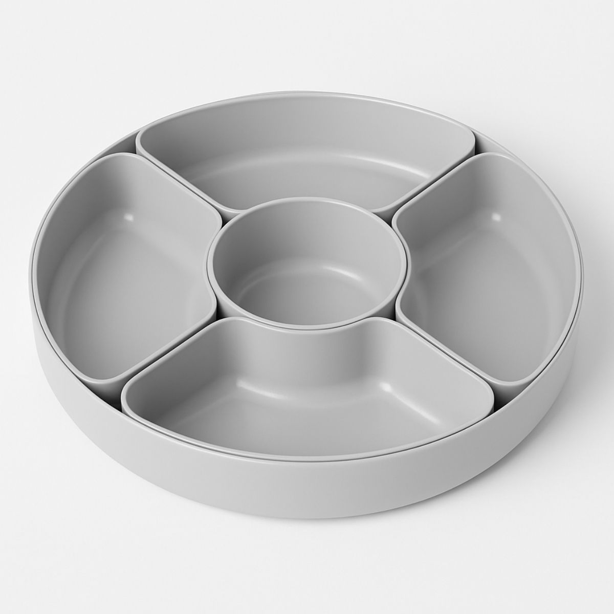 Section Serving Platter - 5-Section Light Gray 5-Section section serving platter in light gray recycled plastic