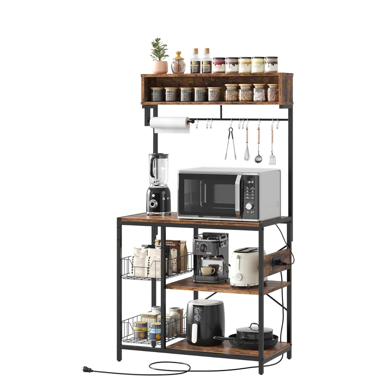 Bakers Rack Storage - Bestier 6-Tier with LED Lights Bestier bakers rack storage with LED lights and sturdy metal frame