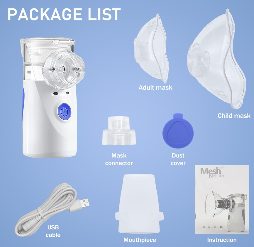 Mesh mesh nebulizer handheld inhaler machine in compact white design