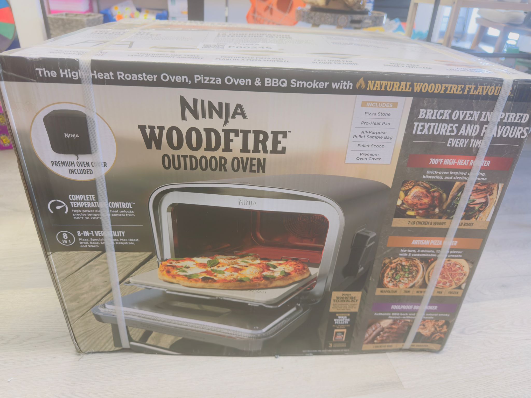Ninja outdoor oven in grey with woodfire technology
