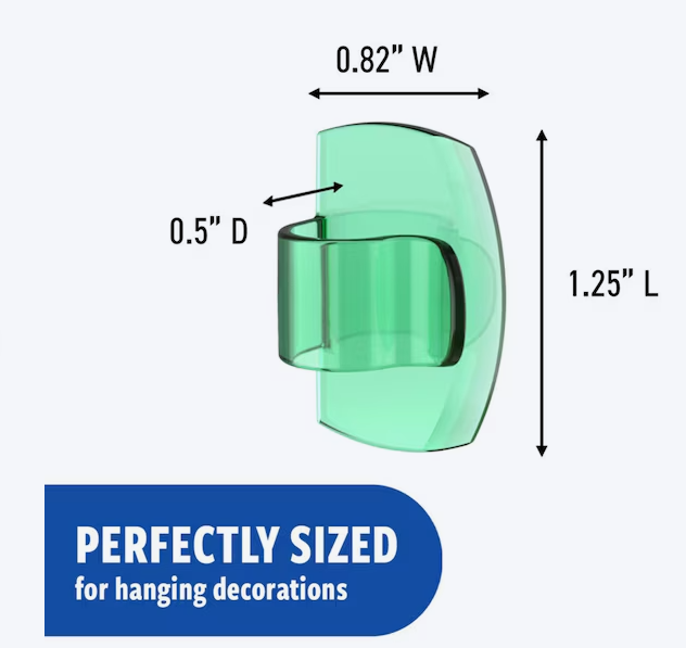 Command clear cord clips in green with adhesive strips