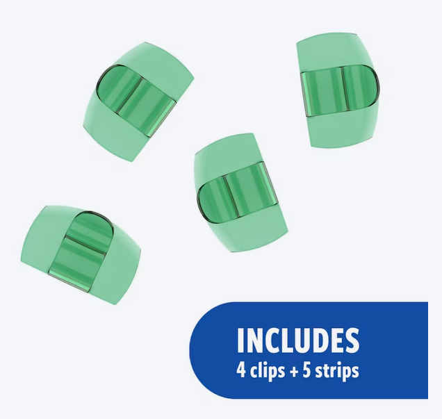 Command clear cord clips in green with adhesive strips