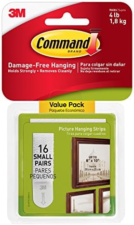 Command picture hanging strips in white for damage-free decorating