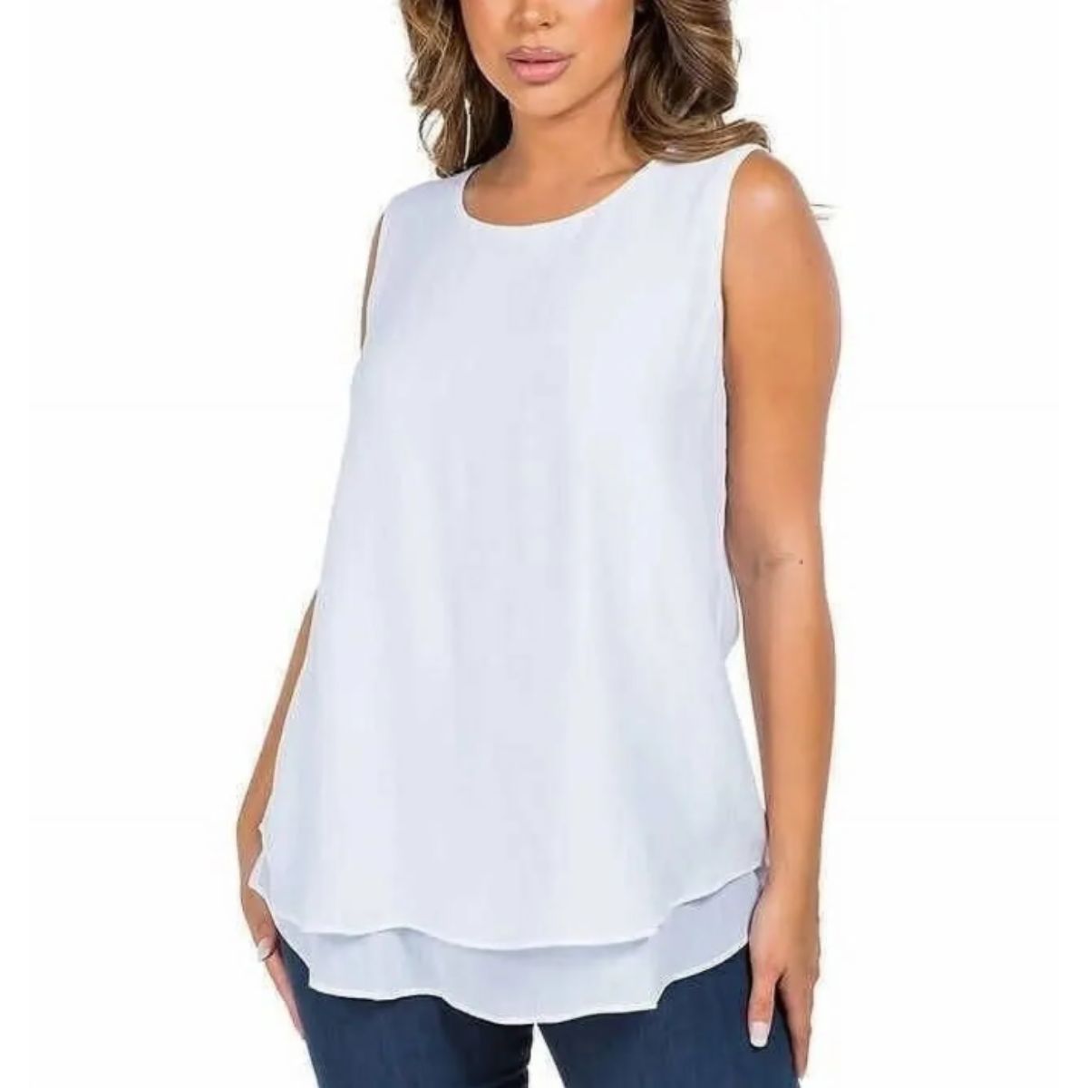 Sleeveless Tank Top - Cristina White XL Cristina sleeveless tank top in white with relaxed fit