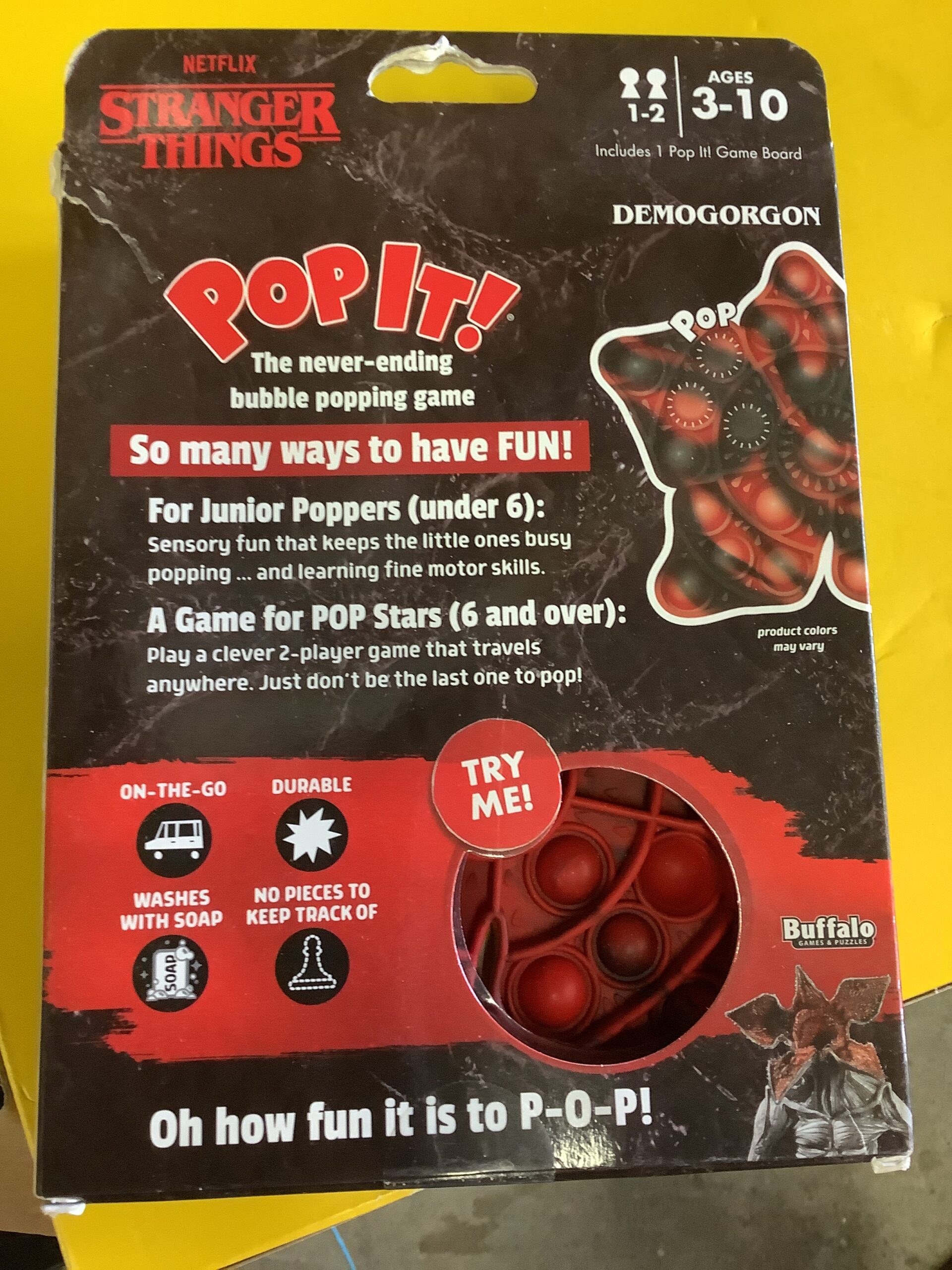 Stranger pop it fidget toy in bright colourful design