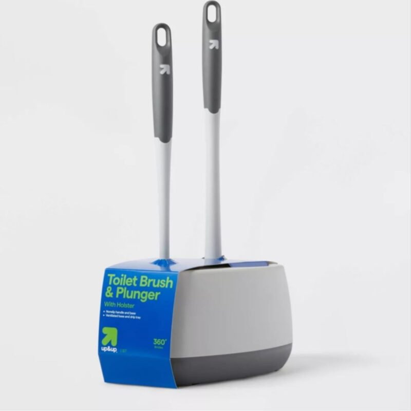 Toilet toilet plunger and toilet brush combo with nonslip handles