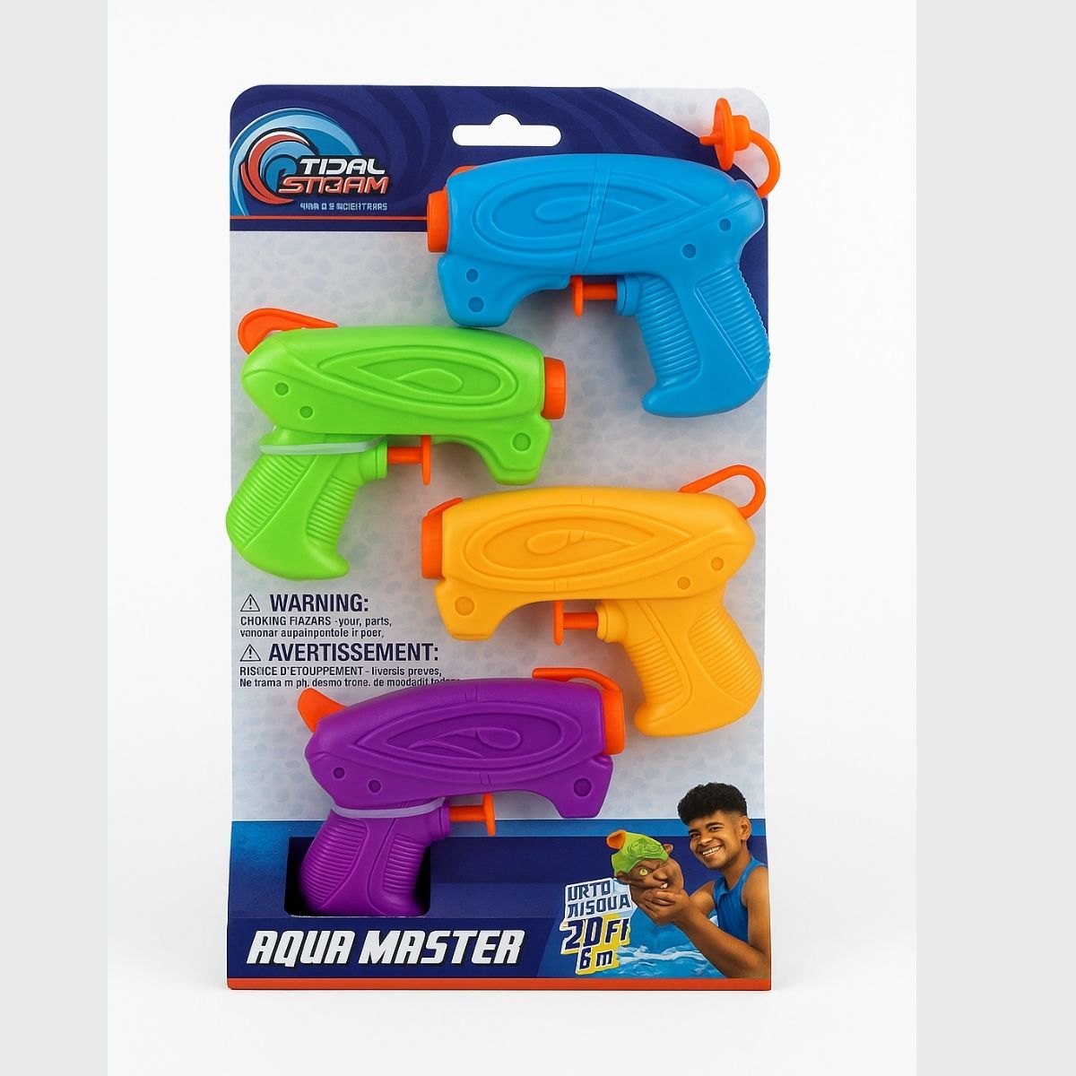 Power Water Blaster - Tidal 4 Pack Aqua Tidal power water blaster in aqua colour for kids summer fun
