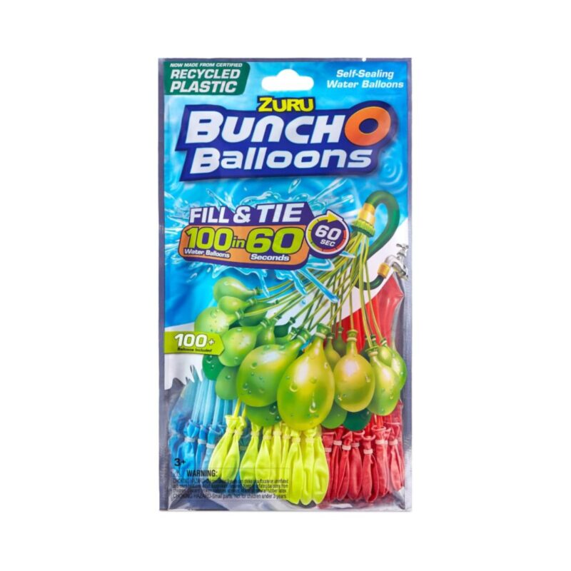 Bunch self sealing water balloons in red white and blue colours