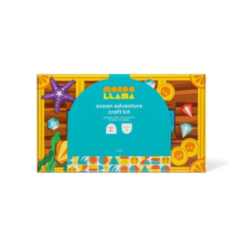 Box diy art kit with craft supplies in vibrant colours