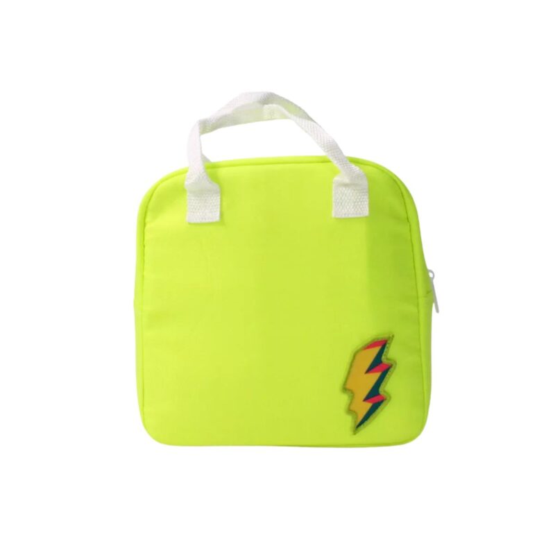 Lime lunch tote in vibrant lime green with zip closure