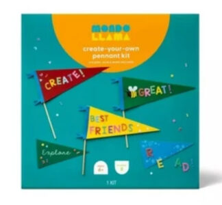 Mondo create your own pennant kit craft supplies in colorful arrangement