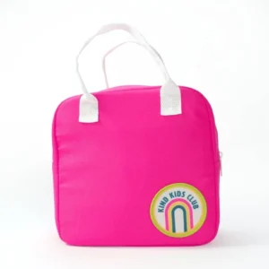 Kind insulated lunch bag in pink with rainbow design
