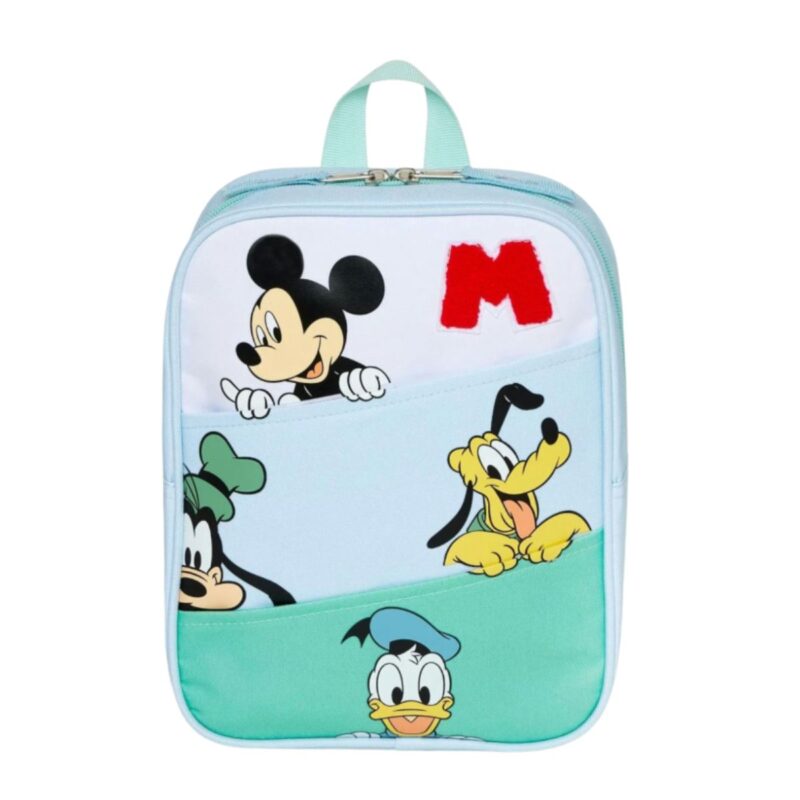 Toddler mini backpack in light blue with Mickey Mouse design