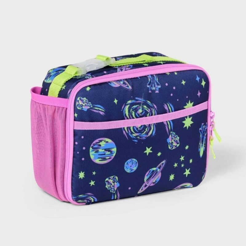 Kids classic lunch bag in space blue with stars and planets