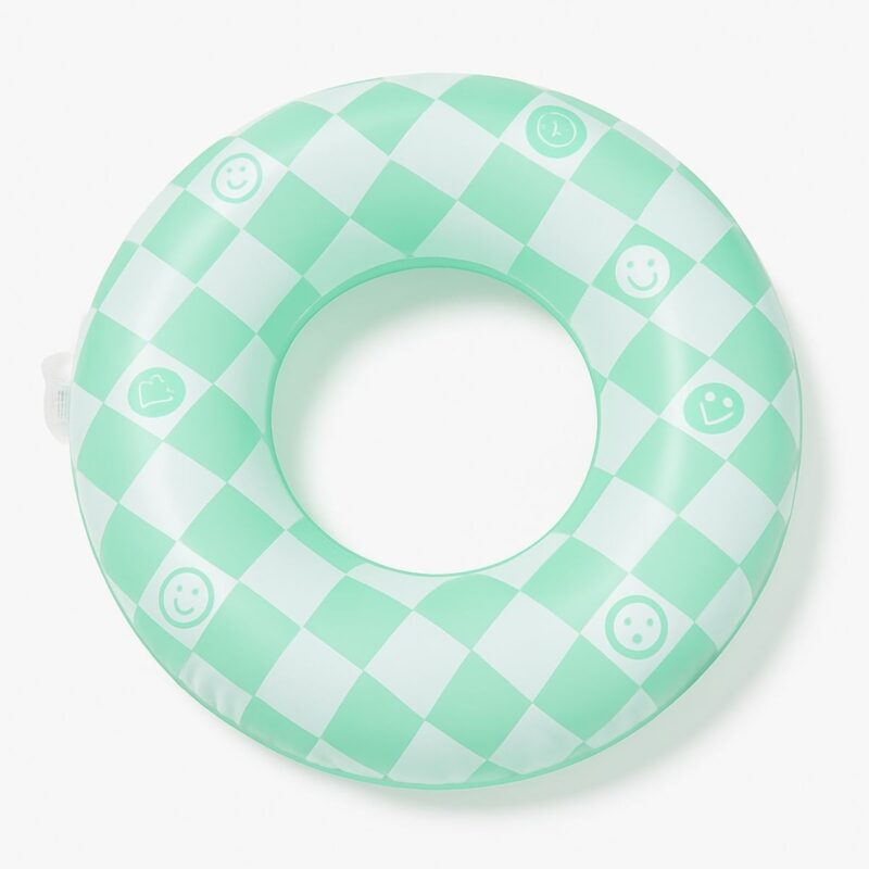Sun Squad™ inflatable swim tube with turquoise and white checkered pattern
