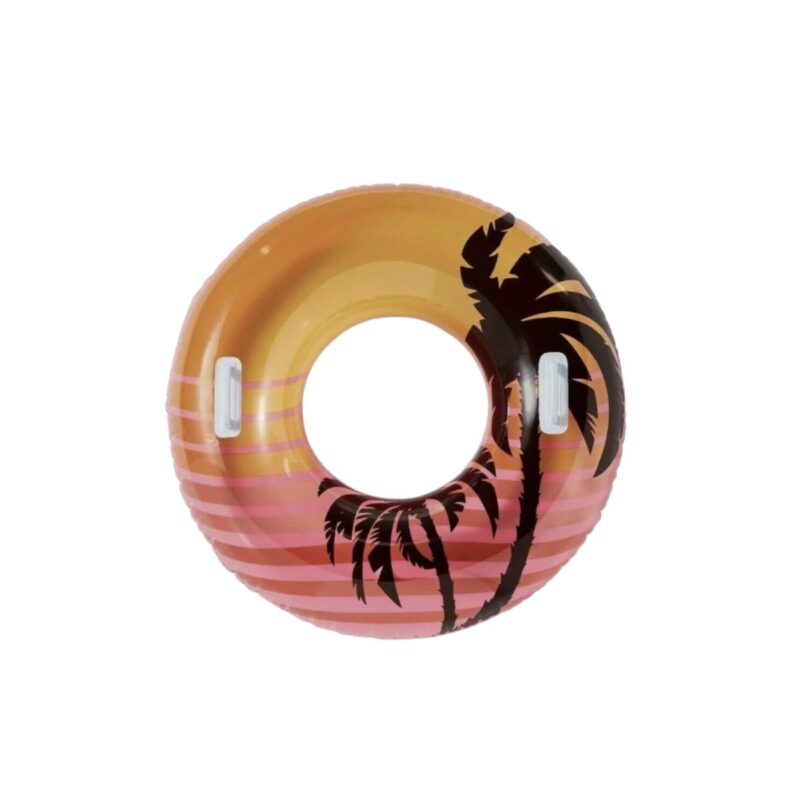 Sun Squad™ inflatable swim tube with palm tree design in vibrant colors