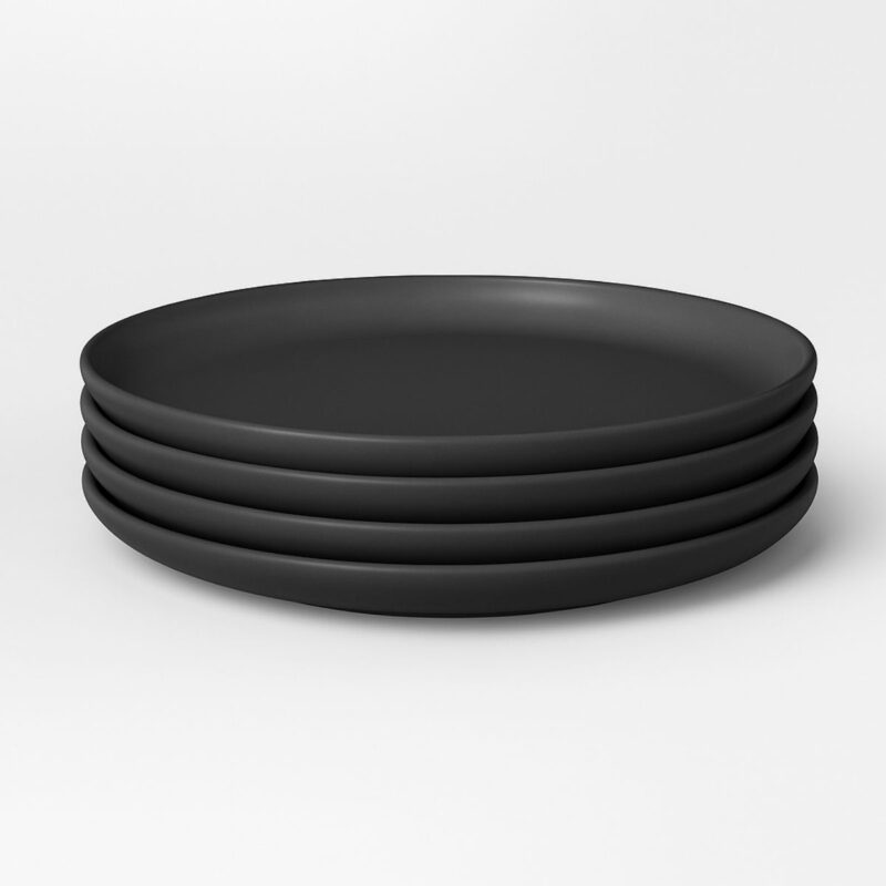 RE appetizer plates in black, set of 4, 6-inch size