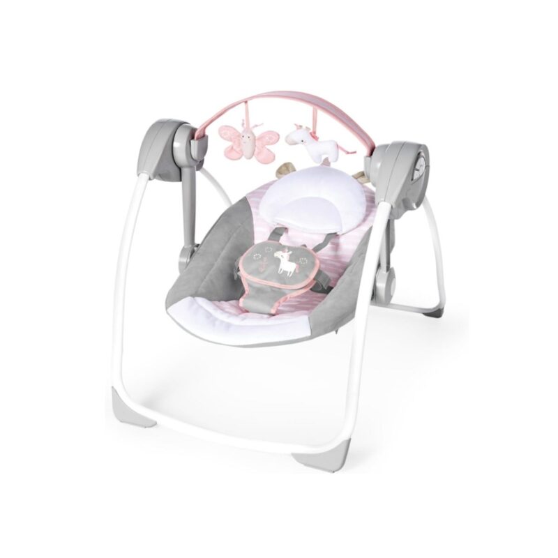 Ingenuity portable baby swing in pink with music feature