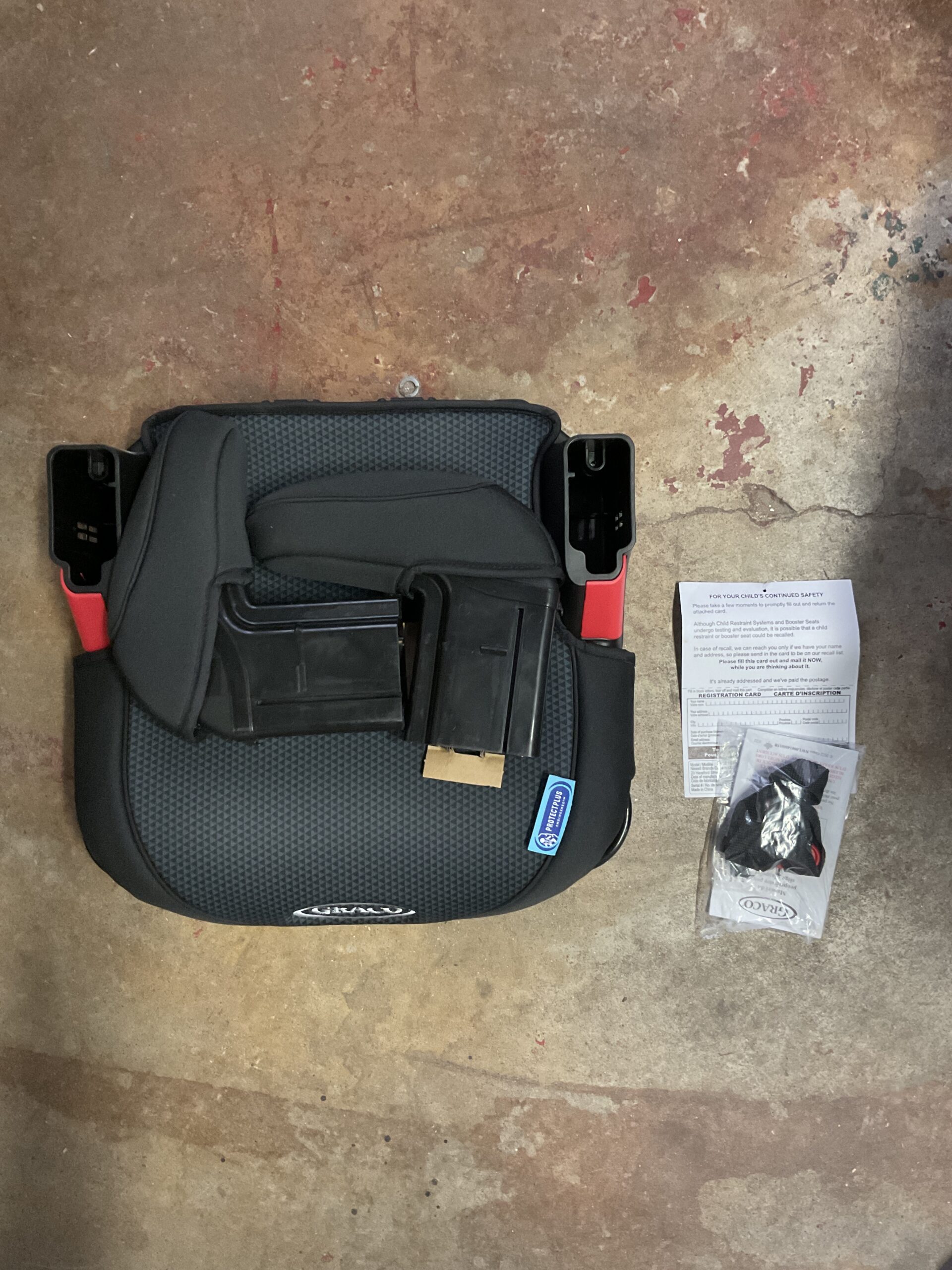 Graco backless booster seat in rio colour with padded armrests