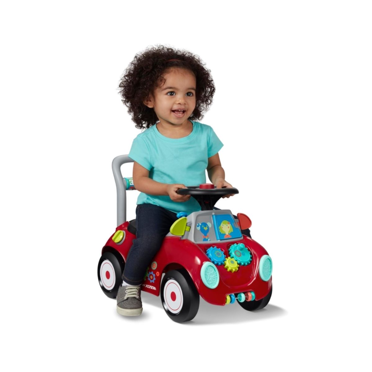 Toddler Ride On Toy - Radio Red Radio toddler ride on toy in red with interactive features