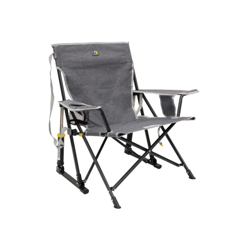 GCI Outdoor portable rocking chair in black mesh with carry strap