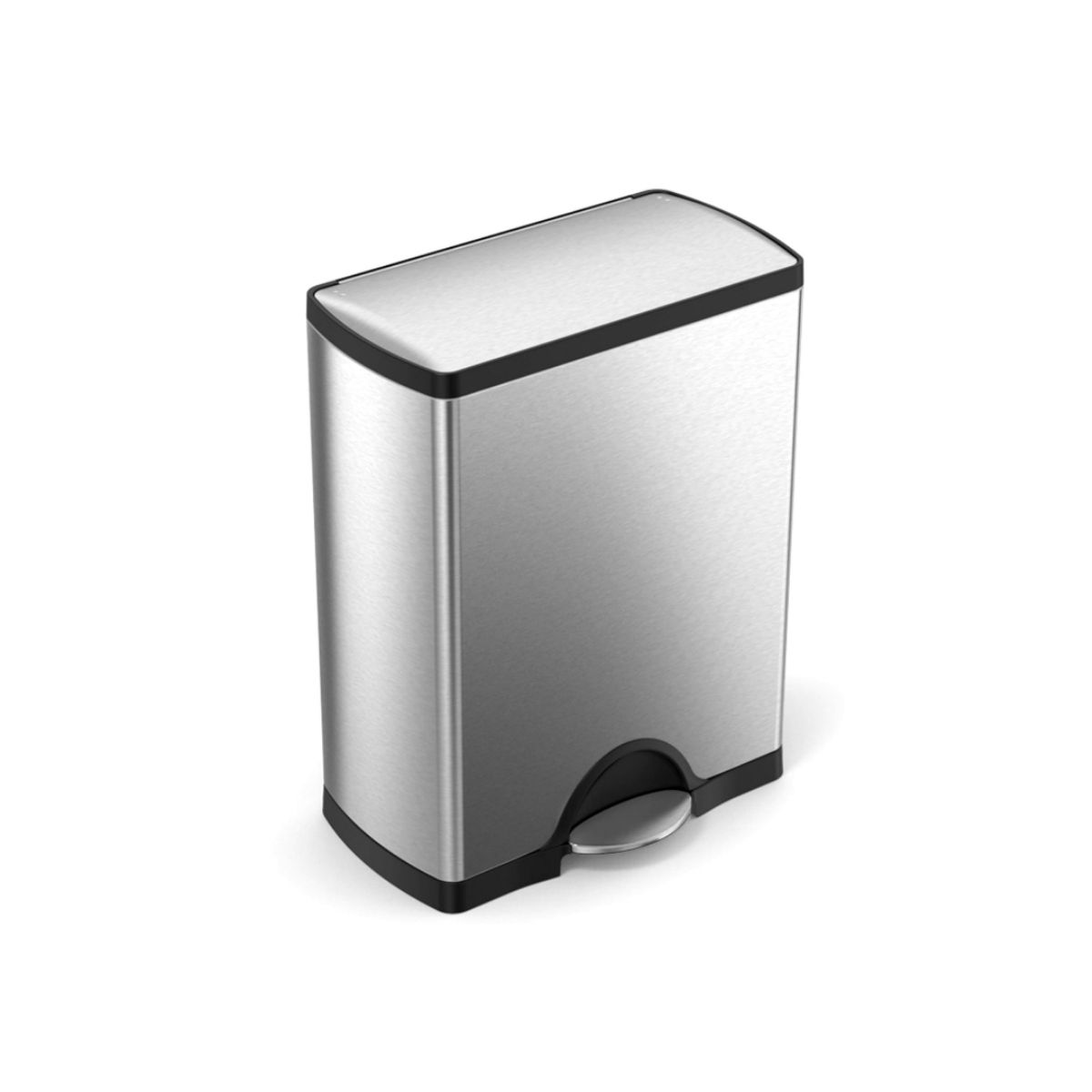 Stainless Steel Trash Can - Simplehuman Dual Compartment Simplehuman stainless steel trash can in brushed rectangular dual compartment design