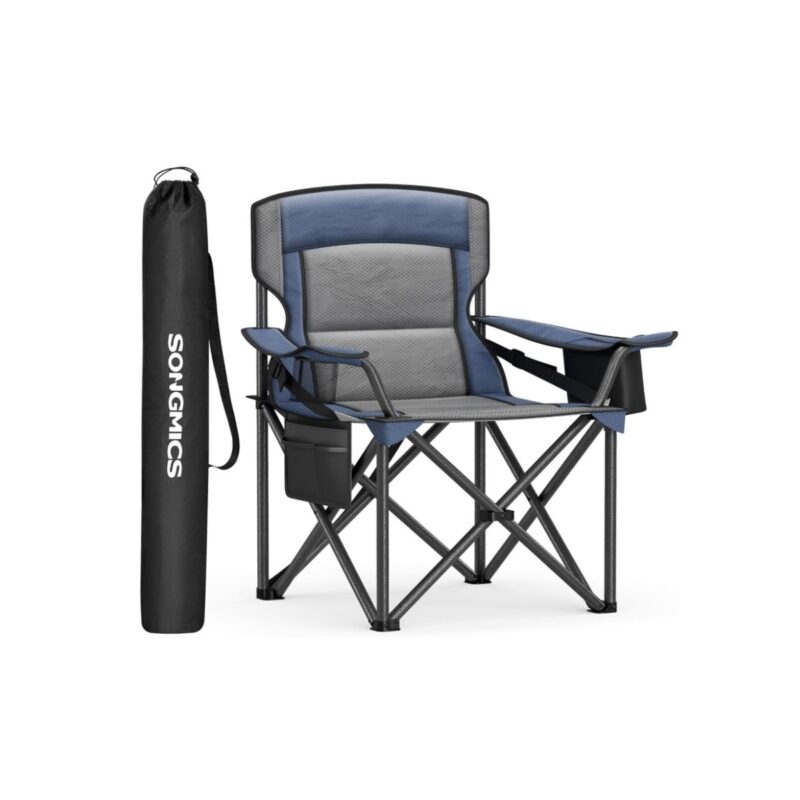 Songmics oversized lumbar support camping chair in harbor blue with padded seat
