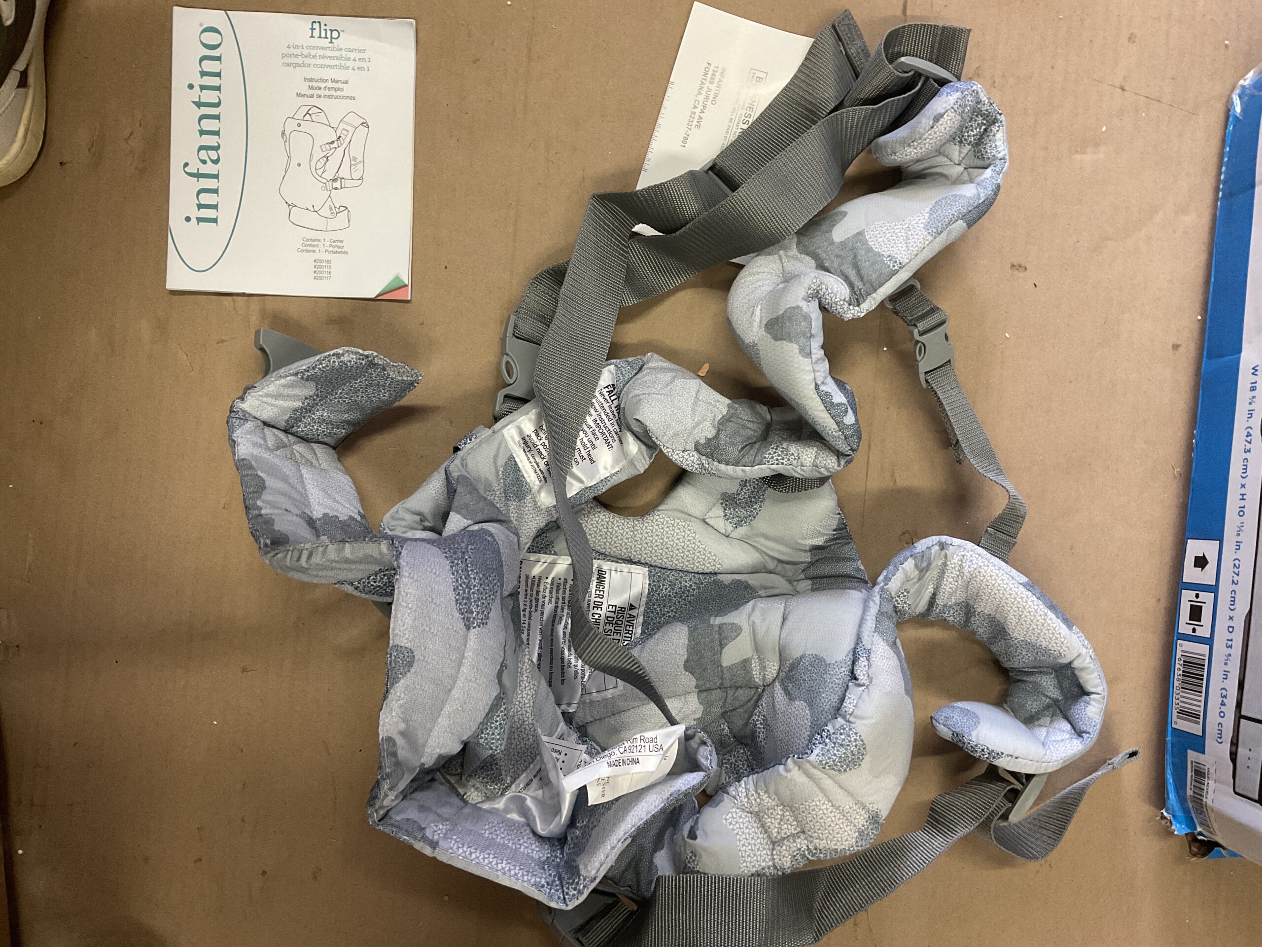 Infantino baby carrier in camo design ergonomic 4-in-1 convertible style