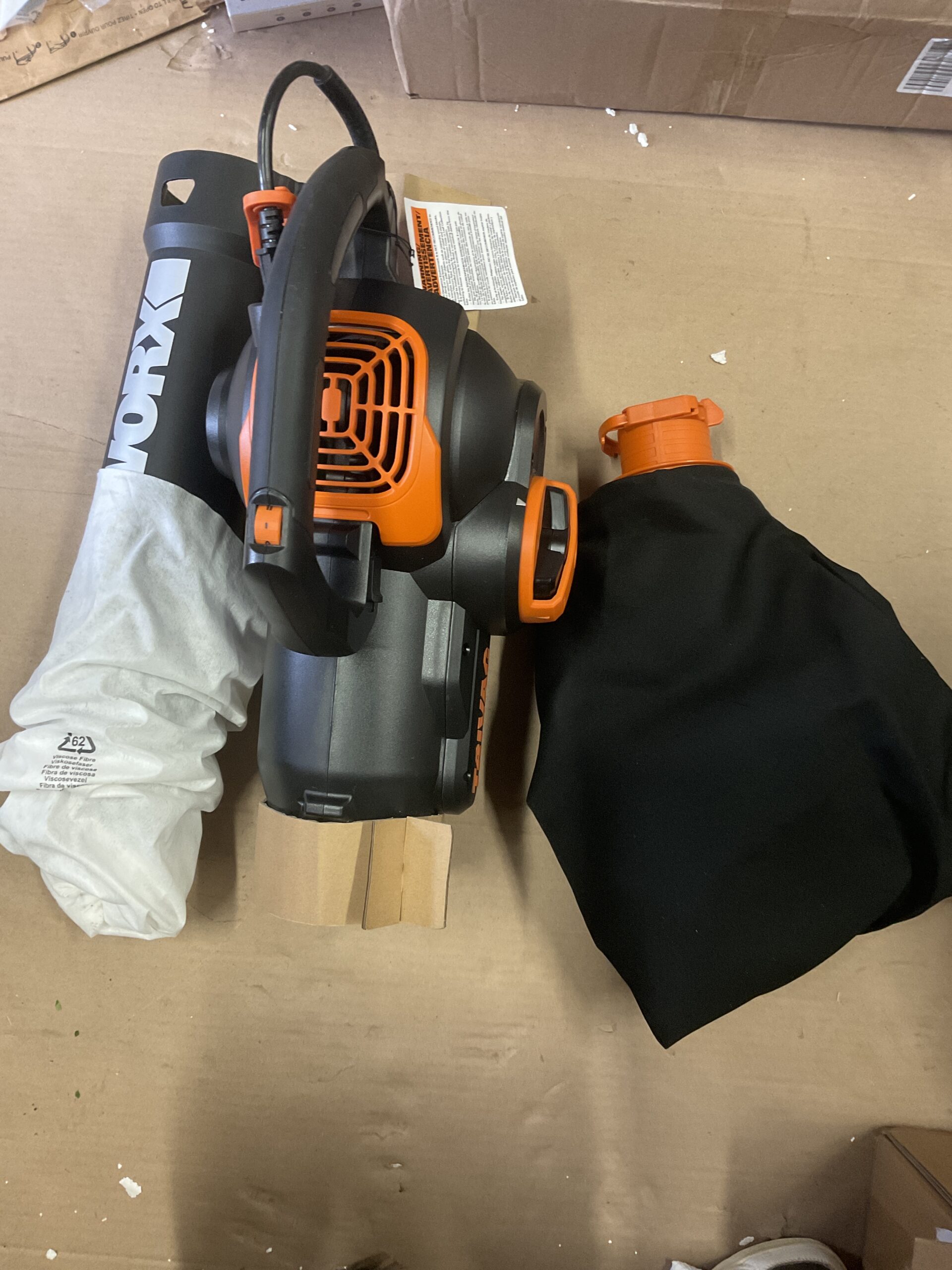 Worx electric leaf blower in professional product photography