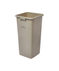 Winco square plastic trash can in beige for commercial use