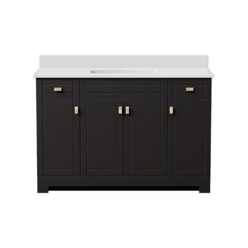 Magick Woods vanity ensemble in dark chocolate with cultured marble top