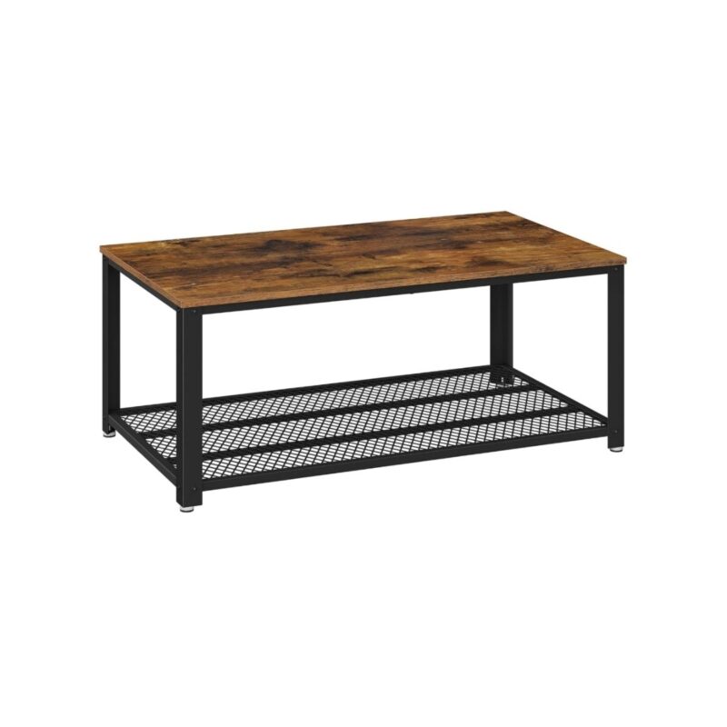 VASAGLE coffee table center in rustic brown wood look with metal frame