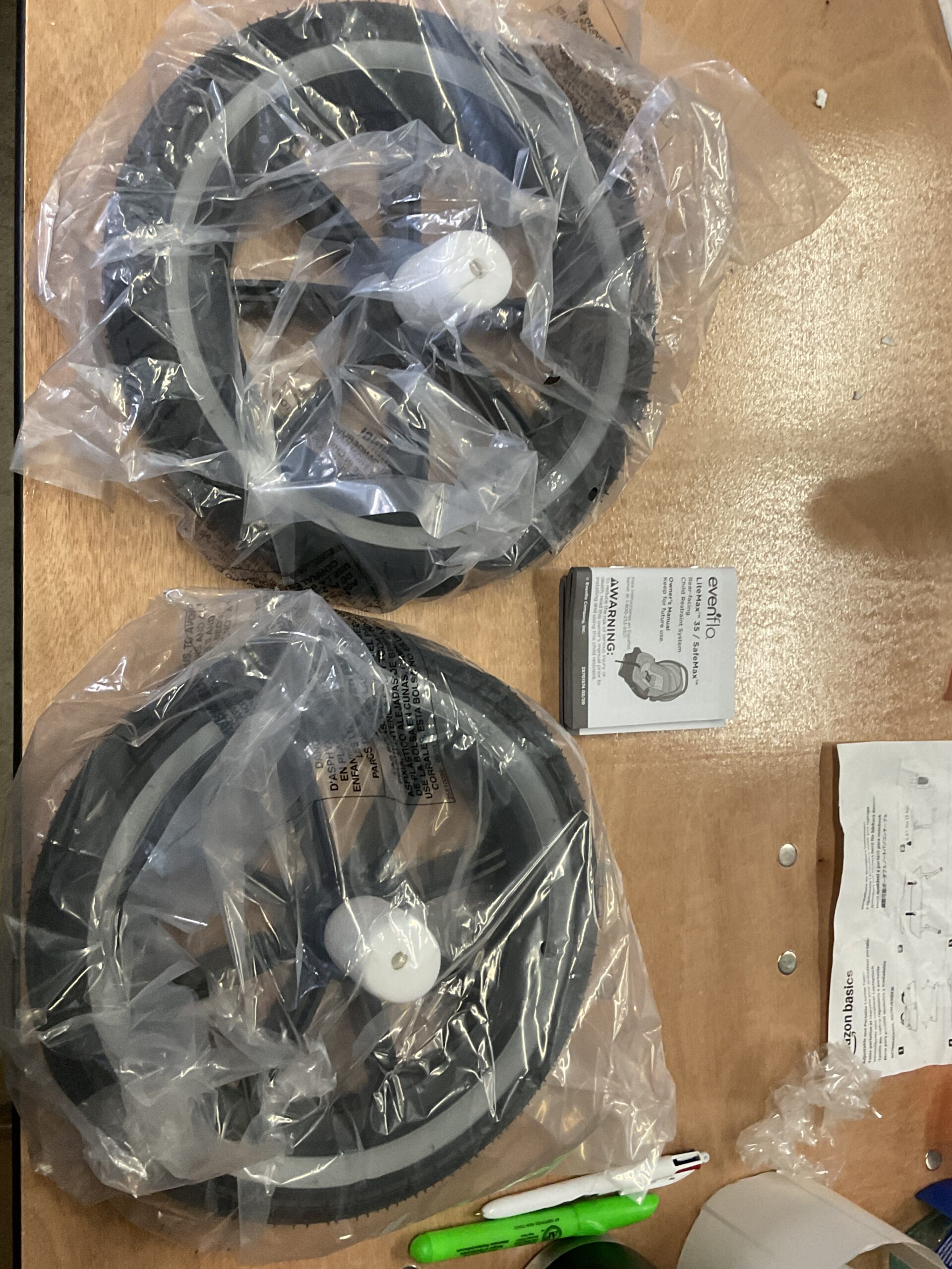 Evenflo stroll and jog travel system in skyline blue with large pneumatic tires