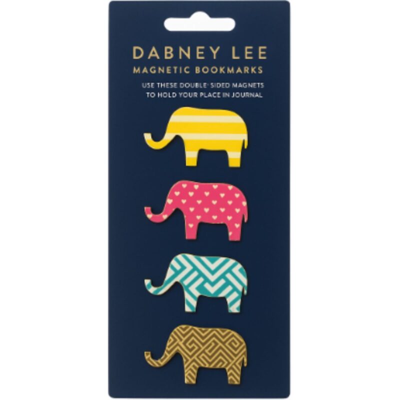 Dabney magnetic bookmarks elephants in vibrant colourful design