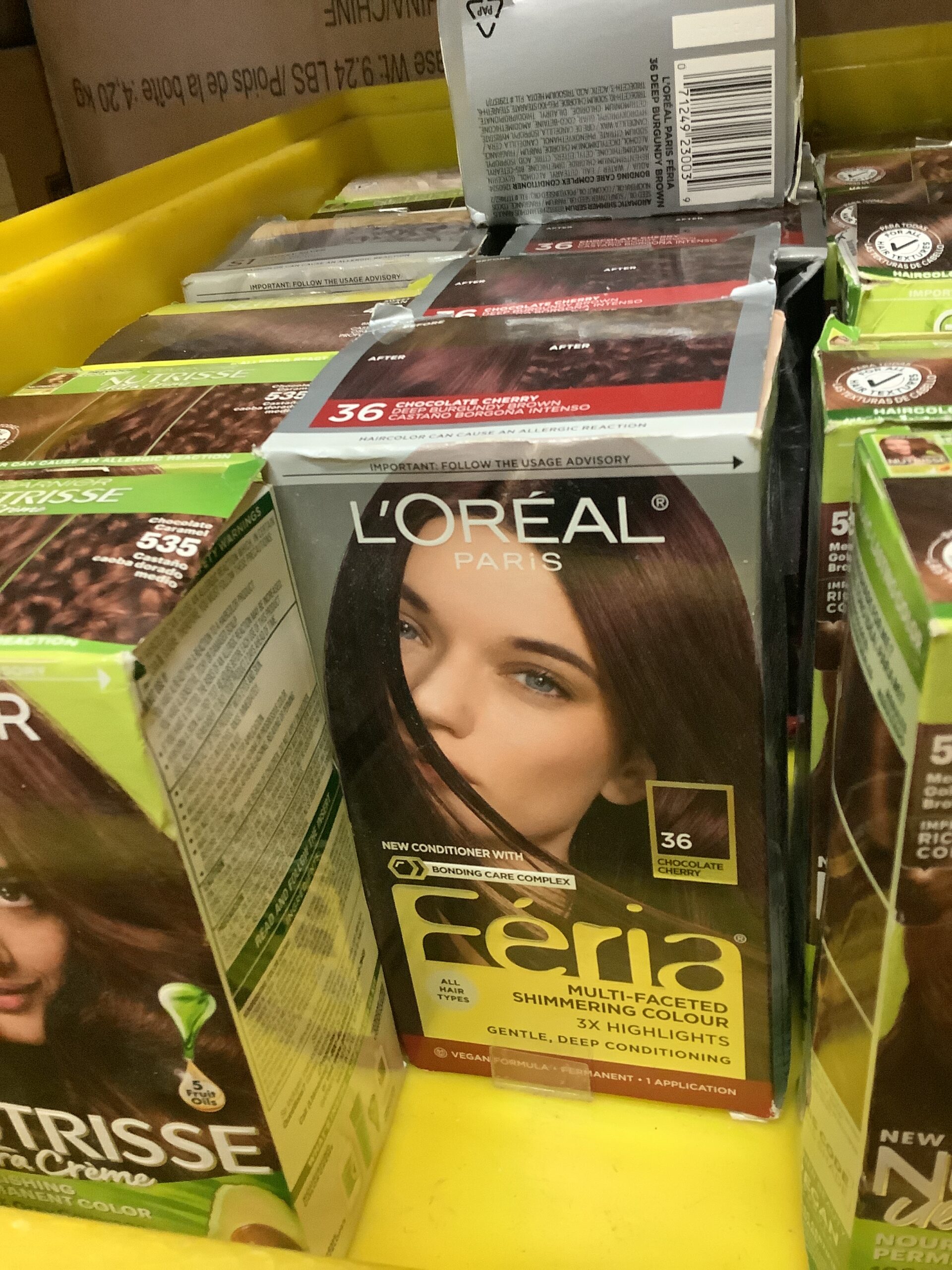 L'Oral permanent hair color in Chocolate Cherry deep burgundy brown