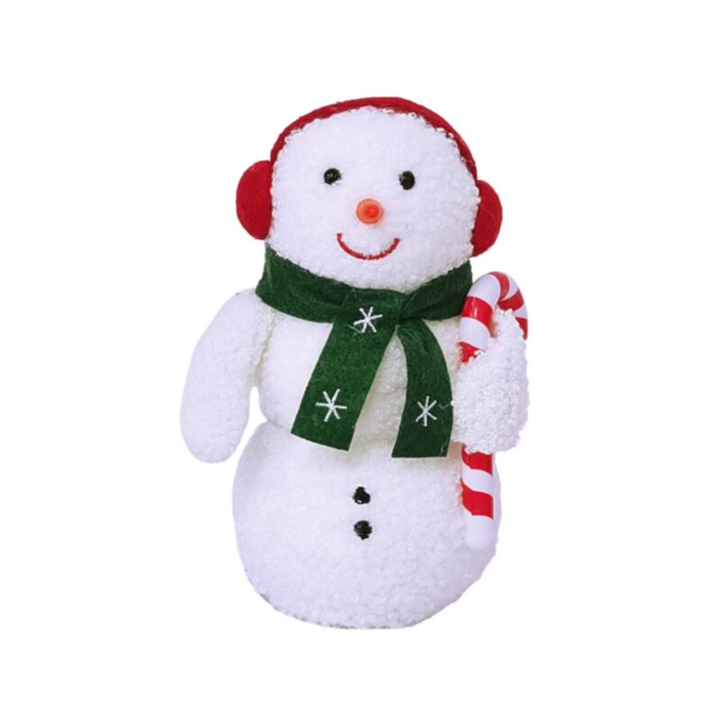 Mildsown christmas snowman doll with scarf and candy cane decoration