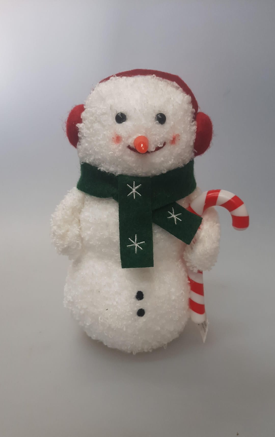Mildsown christmas snowman doll with scarf and candy cane decoration