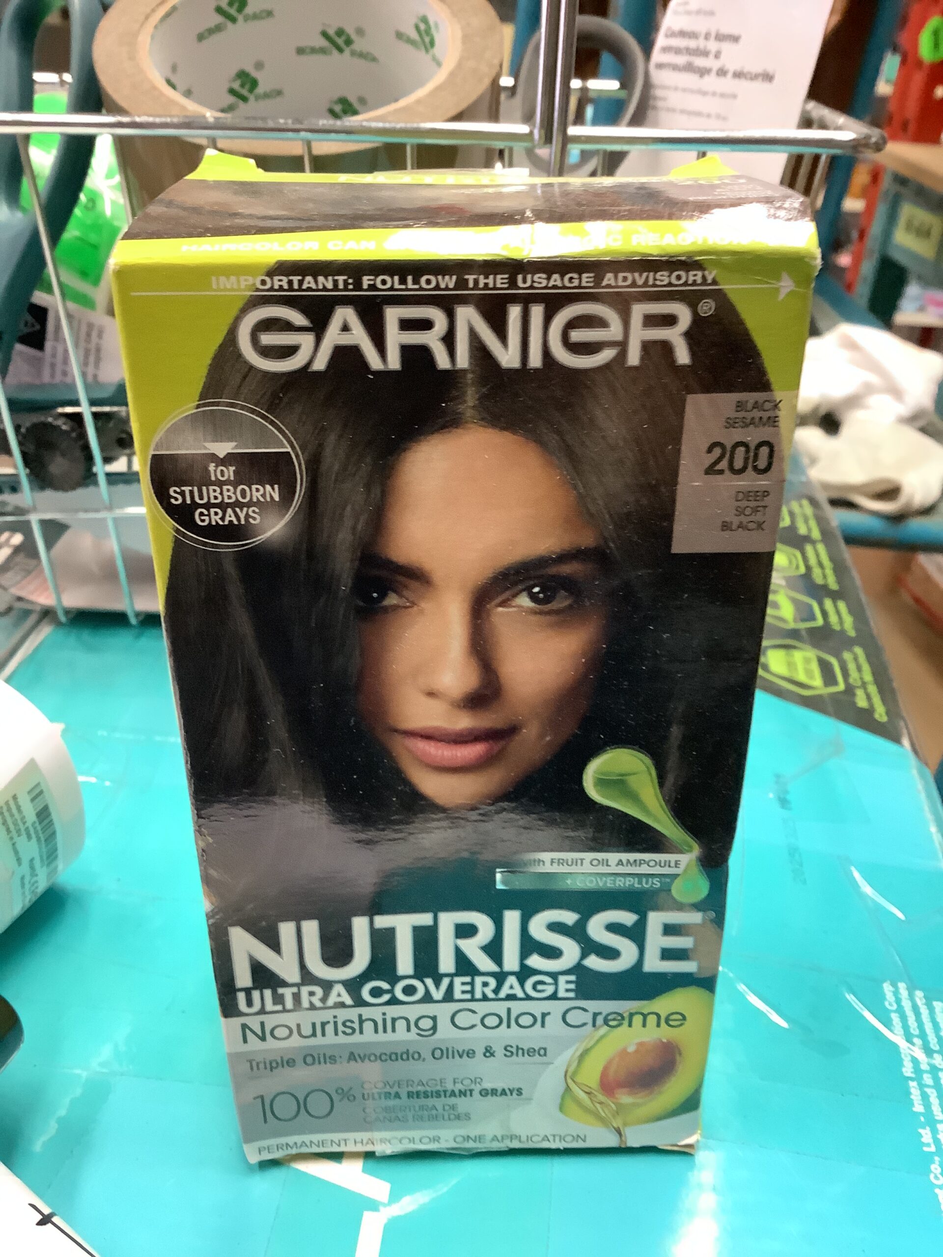 Garnier gray coverage permanent hair color in deep soft black shade