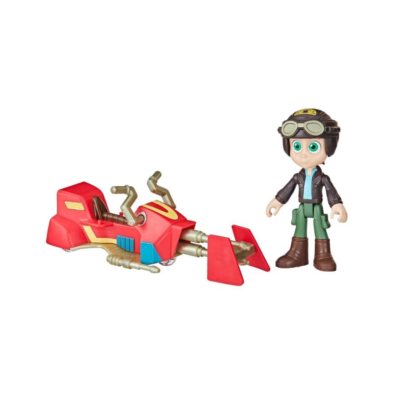 Star star wars action figure in detailed molded helmet and speeder bike