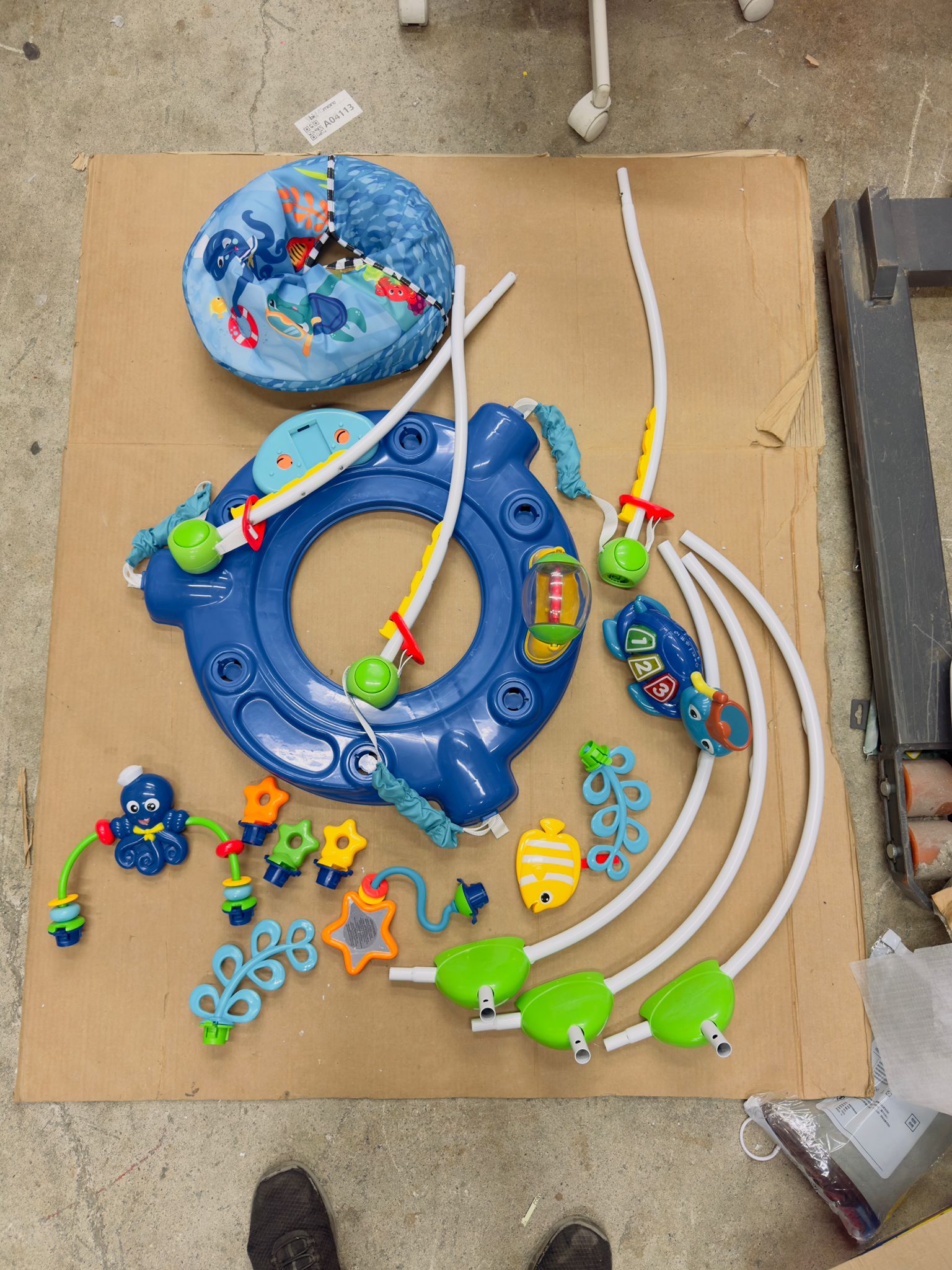 Baby activity jumper in bright ocean theme with interactive toys