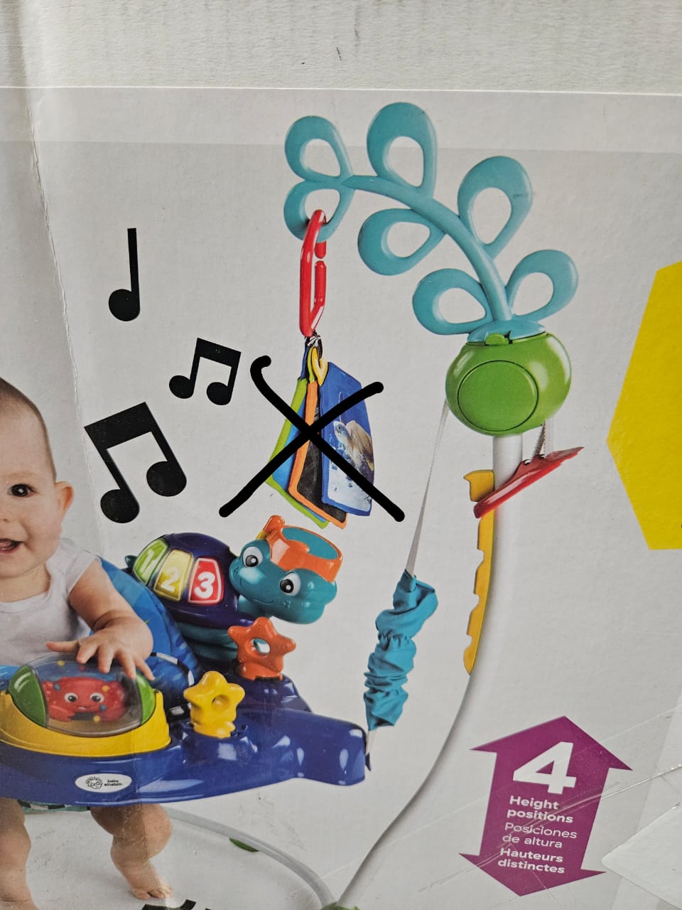 Baby activity jumper in bright ocean theme with interactive toys