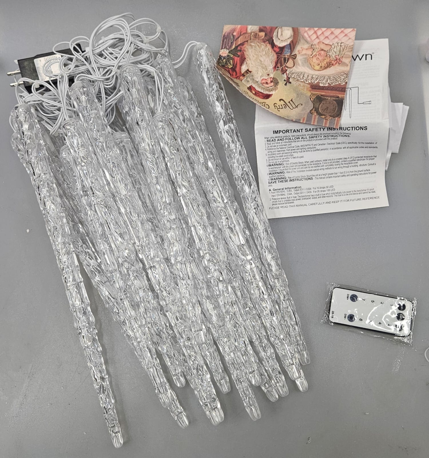 Brightown icicle lights outdoor in cool white with remote control