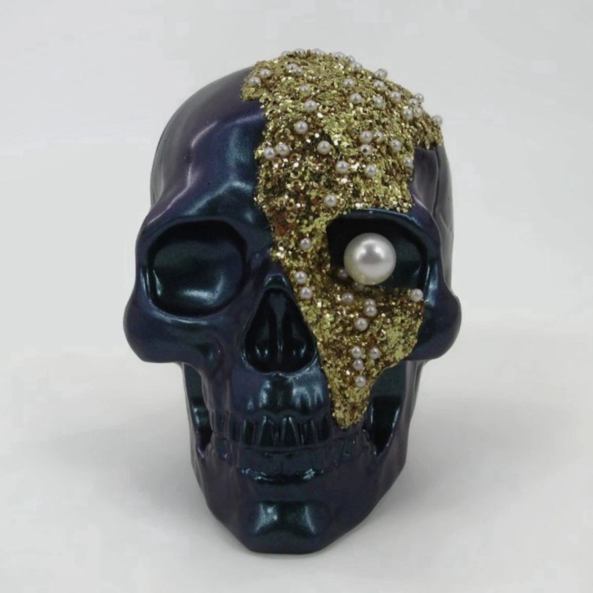 Halloween Decorative Skull - Target Blue/Gold Target halloween decorative skull in blue and gold finish