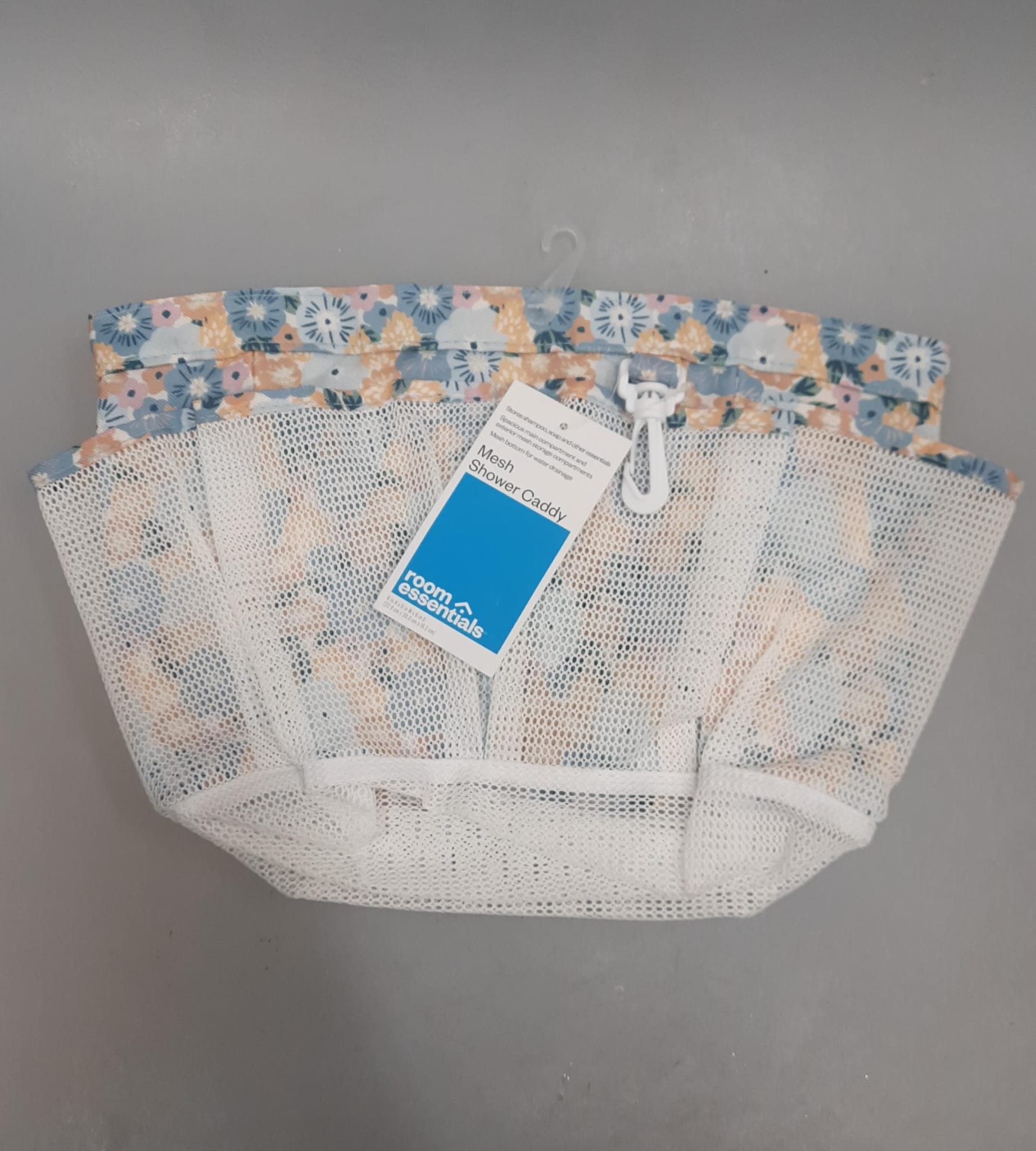 Room Essentials™ mesh shower caddy in blue with multiple pockets