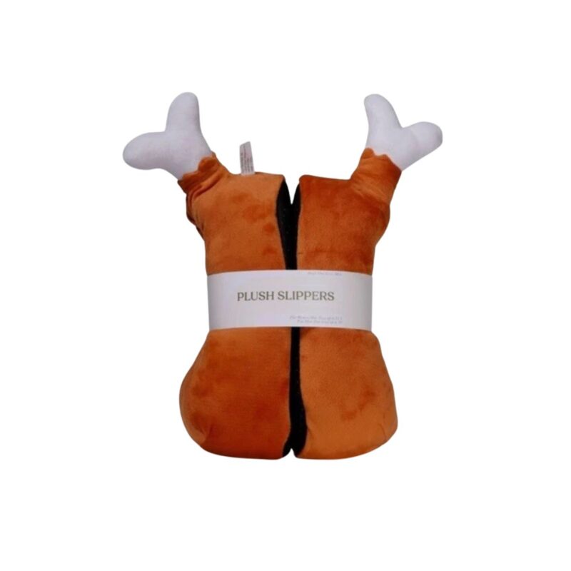 Novelty turkey leg slippers in adult size M/L with brown and white colors