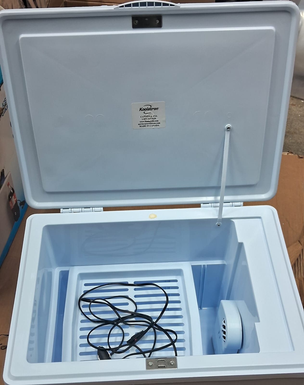 Koolatron portable electric cooler in sleek hard sided design