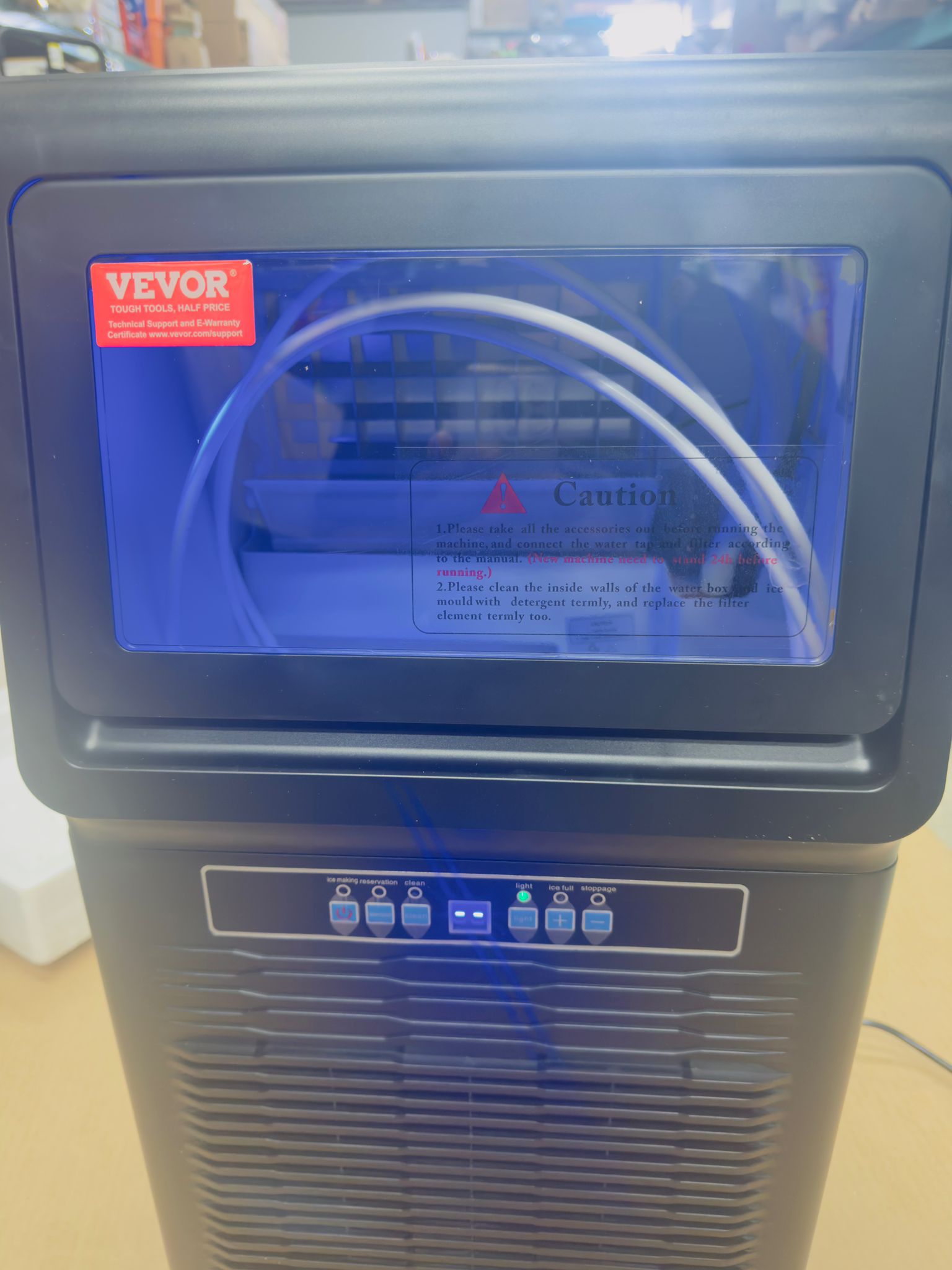 Vevor commercial ice maker in stainless steel freestanding cabinet